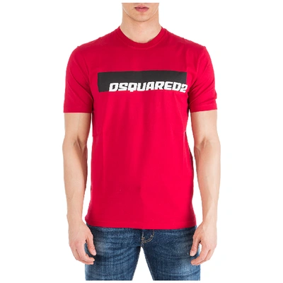 Shop Dsquared2 Men's Short Sleeve T-shirt Crew Neckline Jumper In Red