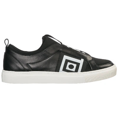 Shop Versace Men's Shoes Leather Trainers Sneakers In Black