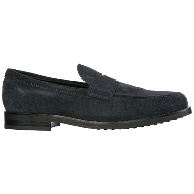 Shop Tod's Men's Suede Loafers Moccasins In Blue