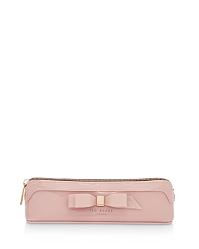 Ted Baker Casella Bow Pencil Case In Light Pink/rose Gold | ModeSens