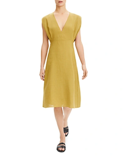 Shop Theory Deep-v Easy Dress In Gold Moss