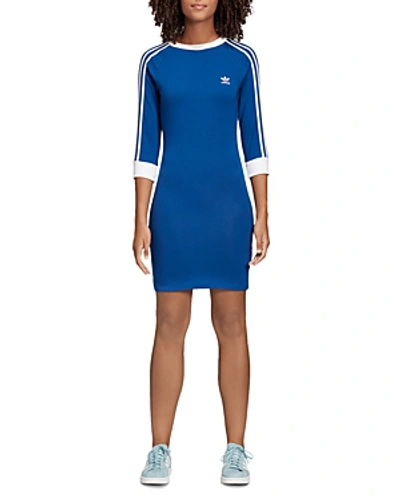 Shop Adidas Originals Triple Stripe T-shirt Dress In Dark Blue