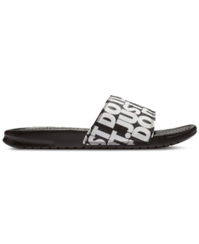 Shop Nike Men's Benassi Jdi Print Slide Sandals From Finish Line In Black/white
