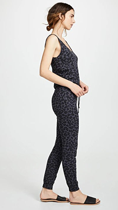 Shop Monrow Leopard Tank Jumpsuit In Vintage Black