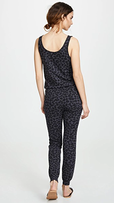 Shop Monrow Leopard Tank Jumpsuit In Vintage Black