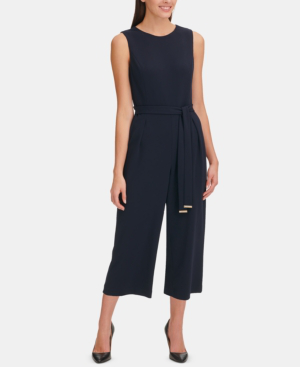 tommy hilfiger belted cropped jumpsuit