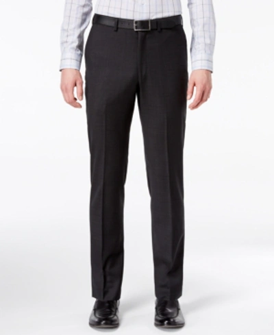 Shop Dkny Men's Modern-fit Stretch Textured Wool Suit Pants In Black