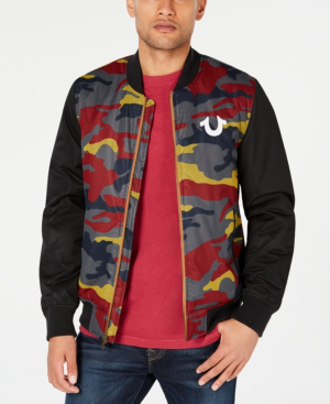 true religion camo bomber jacket