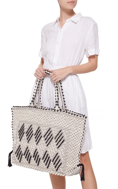 Shop Antonello Large Capriccioli Rombi Woven Tote Bag In Black/white