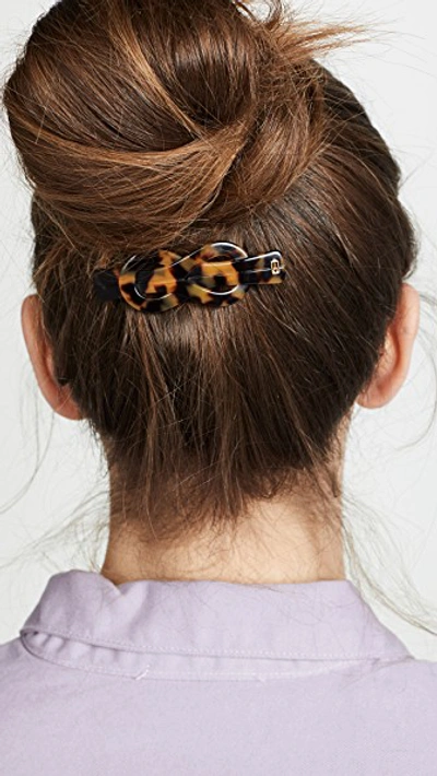 Shop Alexandre De Paris Twisted Knot Barrette In Black/brown Tortoise