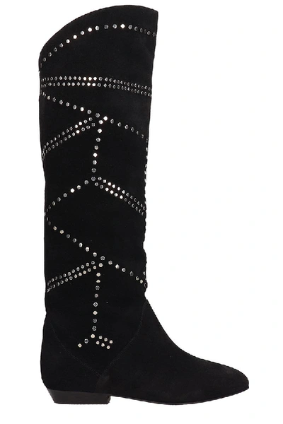 Shop Isabel Marant Black Suede Sibby Boots