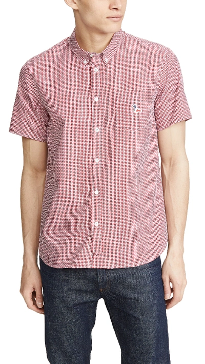 Shop Maison Kitsuné Pattern Short Sleeve Shirt In Red