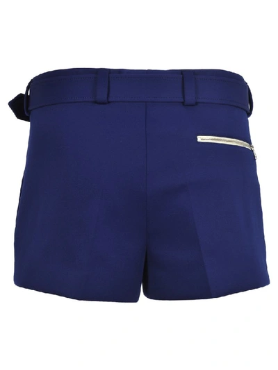 Shop Prada Techno Belted Shorts In Cobalt Blue