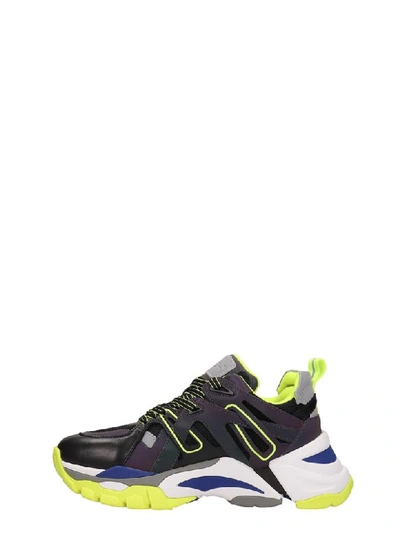 Shop Ash Grey And Yellow Fluo Mesh Fl Sneakers