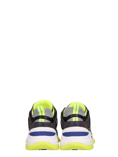 Shop Ash Grey And Yellow Fluo Mesh Fl Sneakers