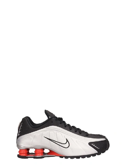 Shop Nike Black And Silver Leather Shox R4 Snaekers
