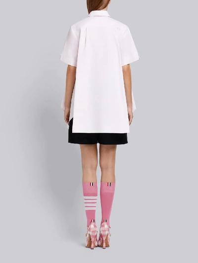 Shop Thom Browne Short-sleeve Oxford Shirt Dress In Pink