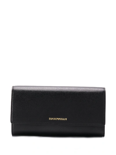 Shop Emporio Armani Classic Long Wallet In Black