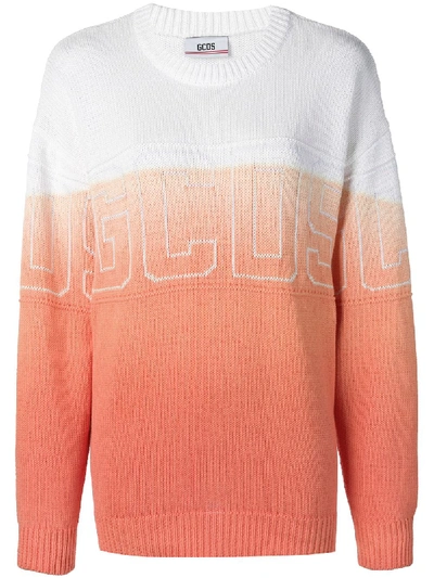 Shop Gcds Oversized Gradient Sweater - Orange