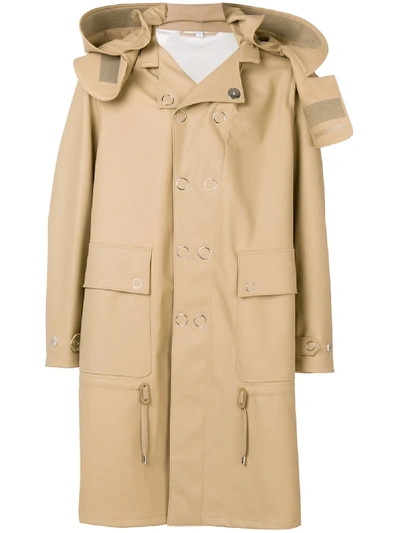 Shop Burberry Detachable Hood Parka Coat - Neutrals