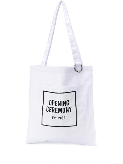 OPENING CEREMONY CANVAS SHOPPING BAG - 白色