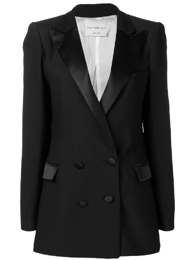 Shop Hebe Studio Double-breasted Fitted Blazer In Black