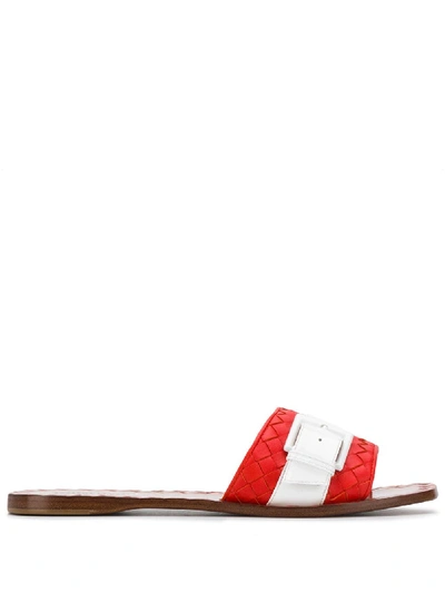 Shop Bottega Veneta Intrecciato Weave Sandals In Red