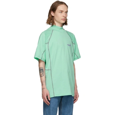 Shop Calvin Klein 205w39nyc Green Scuba Mock Neck T-shirt In 339 Mint