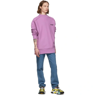 Shop Calvin Klein 205w39nyc Purple Scuba Mock Neck Sweatshirt In 540 Mallow