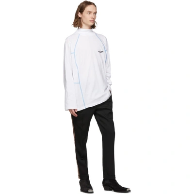 Shop Calvin Klein 205w39nyc White Scuba Mock Neck Long Sleeve T-shirt In 100 Op Wht