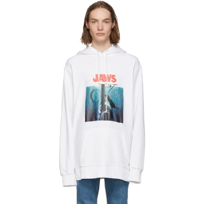 Shop Calvin Klein 205w39nyc White Jaws 1975 Boxy Hoodie In 101 Wht