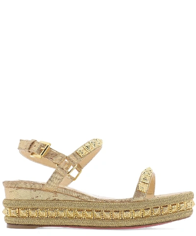 Shop Christian Louboutin Embellished Sandals In Gold