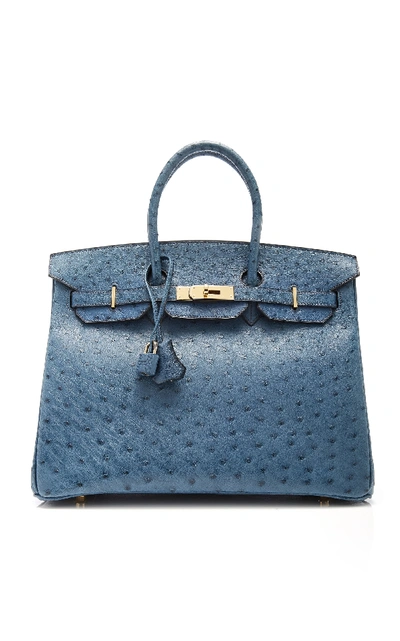 Shop Hermã¨s Vintage By Heritage Auctions Hermès 35cm Blue Roi Ostrich Birkin
