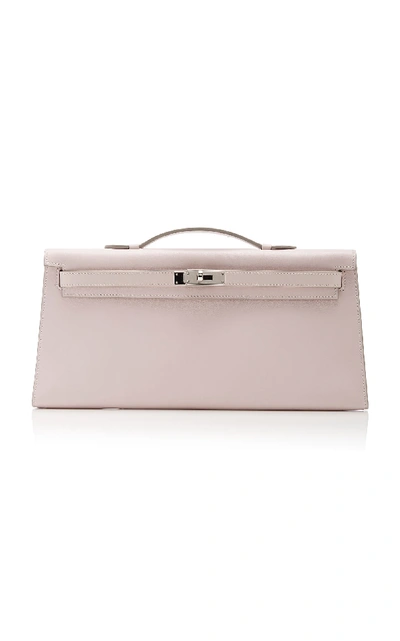Shop Hermã¨s Vintage By Heritage Auctions Hermès Rose Dragee Swift Leather Kelly Longue Clutch In Pink