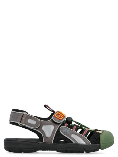 Shop Gucci Logo Embossed Sandals In Multi