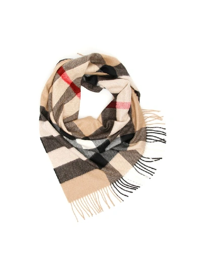 Shop Burberry Check Bandana Scarf In Camel|beige