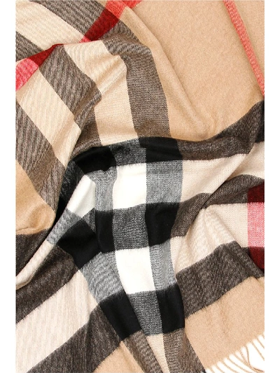 Shop Burberry Check Bandana Scarf In Camel|beige