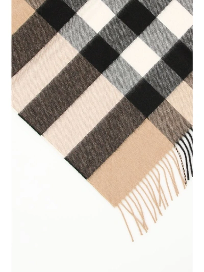 Shop Burberry Check Bandana Scarf In Camel|beige