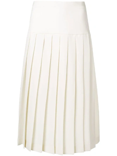 Shop Alessandra Rich Pleated Midi Skirt - White