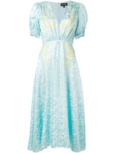 Shop Saloni Lea Embroidered Dress - Blue