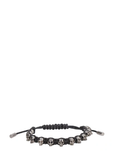 Shop Alexander Mcqueen Multi-skull Rope Bracelet In Black