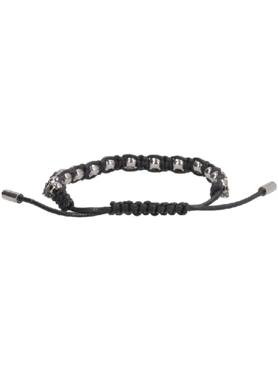 Shop Alexander Mcqueen Multi-skull Rope Bracelet In Black