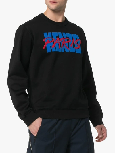 Shop Kenzo Akira Logo Print Cotton Blend Sweatshirt In Black