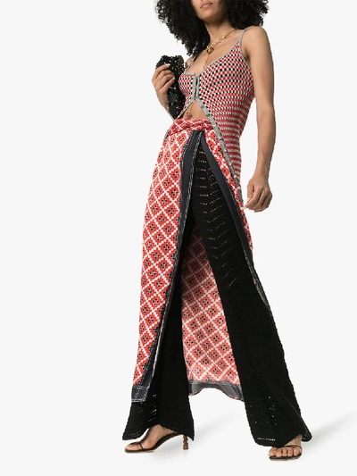 Shop Paco Rabanne Geometric Print Wrap Skirt In V610 Red