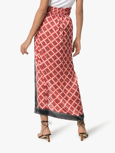 Shop Paco Rabanne Geometric Print Wrap Skirt In V610 Red