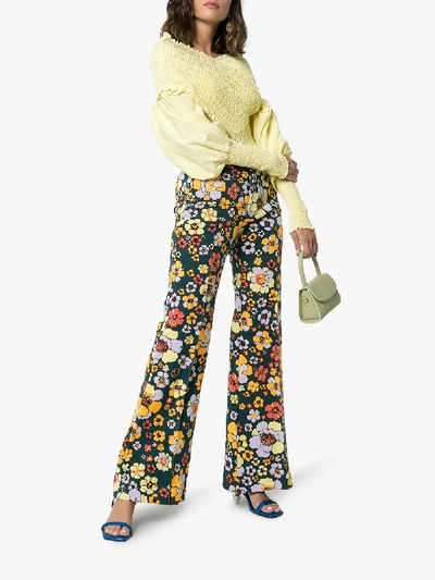 Shop Cap Penelope Floral-jacquard Trousers In Multicoloured