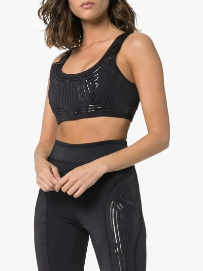 Shop Fendi F-embroidered Sports Bra In F0gme Black