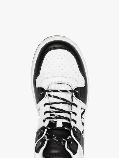Shop Balmain Black And White Logo Leather Sneakers In Gab  Blanc/noir