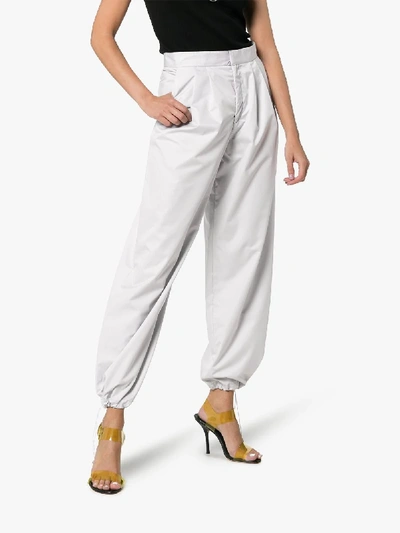 Shop Markoo High-waisted Drawstring-cuff Track Pants In Grey