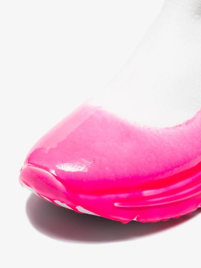 Miu Miu Tech Knit High-top Sneakers In F0o8p Bianco Rosa Fluo